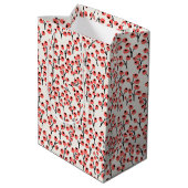 Handbeschilderd kerstkantoor Berries Red White Medium Cadeauzakje (Achterkant Gekanteld)