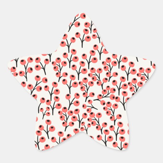 Handbeschilderd kerstkantoor Berries Red White Ster Sticker (Voorkant)
