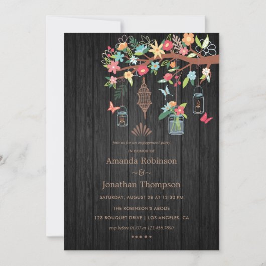 Handbeschilderd Mason Jars Spring Engagement Party Kaart (Voorkant)