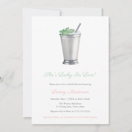 Handbeschilderd Mint Julep Argyle Derby Vrijgezell Kaart (Voorkant)