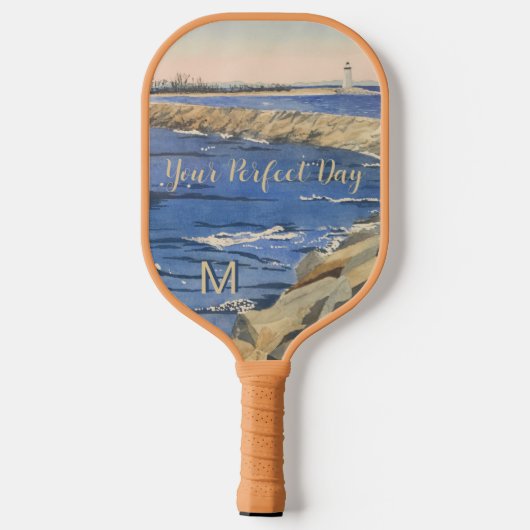 Handbeschilderd monogrambericht van Nautical Light Pickleball Paddle (Achterkant)