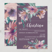 Handbeschilderd Paars Floral Grandma Birthday Part Kaart (Voorkant / Achterkant)