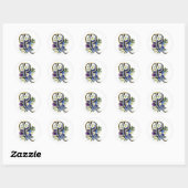 Handbeschilderd Pansy Initiaal Monogram - R Ronde Sticker (Vel)