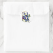 Handbeschilderd Pansy Initiaal Monogram - R Ronde Sticker (Tas)
