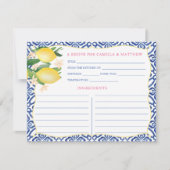 Handbeschilderd Positano Lemons Royal Blue Recept  Kaart (Voorkant)