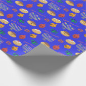 Handbeschilderd, schattig Hannukah gevlekte omloop Cadeaupapier (Hoek)