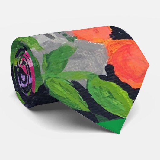 Handbeschilderd stropdas van zomertuin (Opgerold)