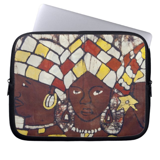 Handbeschilderd textiel dat dagelijks wordt afgebe laptop sleeve (Voorkant)