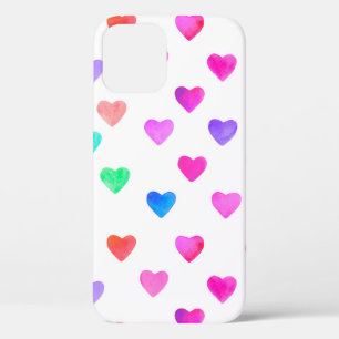 handbeschilderd waterverf hartenpatroon Valentijns Case-Mate iPhone Case