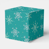 Handbeschilderd wit & Aqua Snowflakes op Blauwgroe Bedankdoosjes (Achterkant)