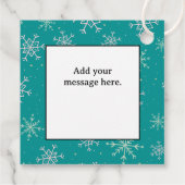 Handbeschilderd wit & Aqua Snowflakes op Blauwgroe Bedankjes Labels (Achterkant)