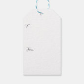 Handbeschilderd wit & Aqua Snowflakes op Blauwgroe Cadeaulabel (Achterkant)