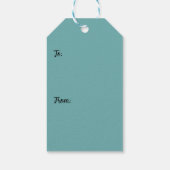 Handbeschilderd wit & Aqua Snowflakes op Blauwgroe Cadeaulabel (Achterkant)