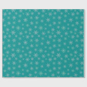 Handbeschilderd wit & Aqua Snowflakes op Blauwgroe Cadeaupapier (Vlak)