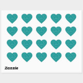 Handbeschilderd wit & Aqua Snowflakes op Blauwgroe Hart Sticker (Vel)