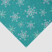 Handbeschilderd wit & Aqua Snowflakes op Blauwgroe Tissuepapier (Detail)