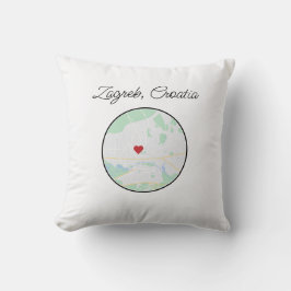 Handbeschilderd Zagreb Stadsplattegrond Kussen