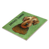 Handbeschilderde Airedale Terrier Tegeltje (Zijkant)