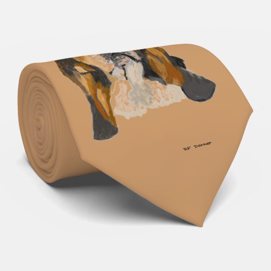 Handbeschilderde basset hound stropdas (Opgerold)