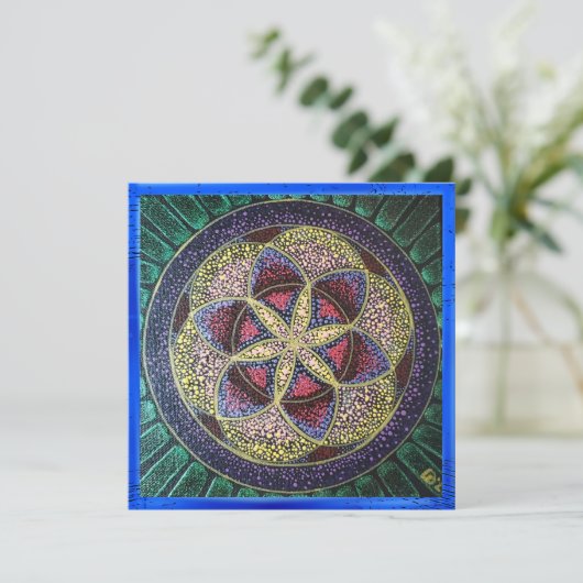 Handbeschilderde Bloem van het Leven - heilige kun (Staand voorkant)