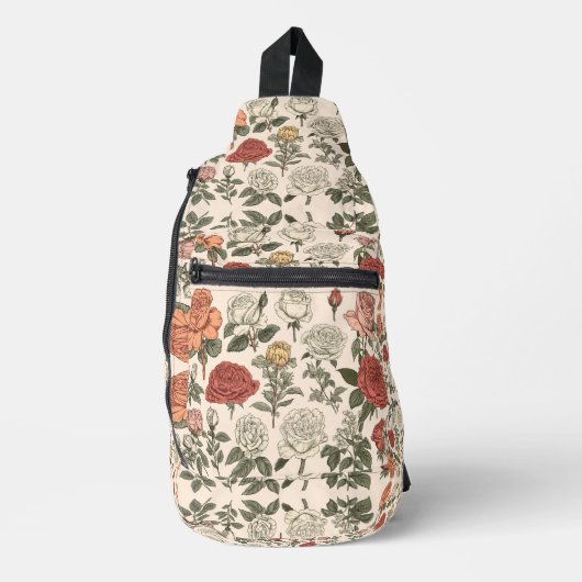 Handbeschilderde bloemen sling bag (Voorkant)