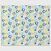 Handbeschilderde cirkels in blauw en geel cadeaupapier (Vlak)