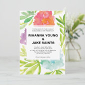 Handbeschilderde Flowers Wedding Uitnodiging (Staand voorkant)