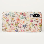 Handbeschilderde ivoor roze bruine waterverf bloem Case-Mate iPhone case (Achterkant (horizontaal))