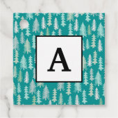 Handbeschilderde kerstbomen Aqua White Blue Blauwg Bedankjes Labels (Voorkant)