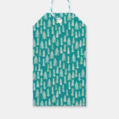 Handbeschilderde kerstbomen Aqua White Blue Blauwg Cadeaulabel (Voorkant)
