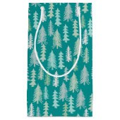 Handbeschilderde kerstbomen Aqua White Blue Blauwg Klein Cadeauzakje (Voorkant)