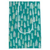 Handbeschilderde kerstbomen Aqua White Blue Blauwg Medium Cadeauzakje (Achterkant)