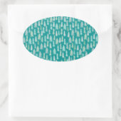 Handbeschilderde kerstbomen Aqua White Blue Blauwg Ovale Sticker (Tas)