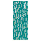 Handbeschilderde kerstbomen Aqua White Blue Blauwg Wijn Cadeautas (Achterkant)