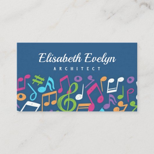 handbeschilderde kleurrijke muzieknoten visitekaartje (Voorkant)