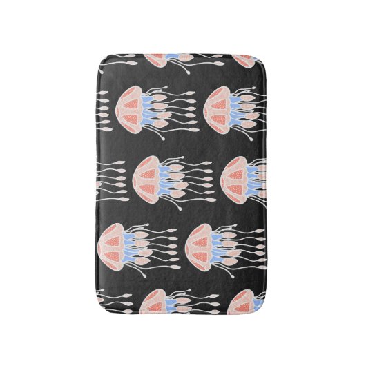 Handbeschilderde kwallen, levendig  patroon. badmat (Voorkant Verticaal)