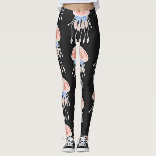 Handbeschilderde kwallen, levendig patroon. leggings