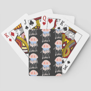 Handbeschilderde kwallen, levendig patroon. pokerkaarten