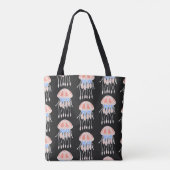 Handbeschilderde kwallen, levendig patroon. tote bag (Achterkant)