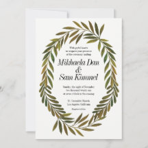 Handbeschilderde Leaves Wedding Invitation