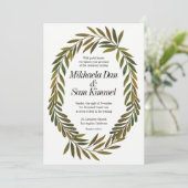 Handbeschilderde Leaves Wedding Invitation Kaart (Staand voorkant)