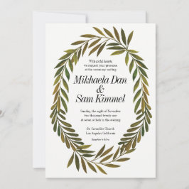 Handbeschilderde Leaves Wedding Invitation Kaart