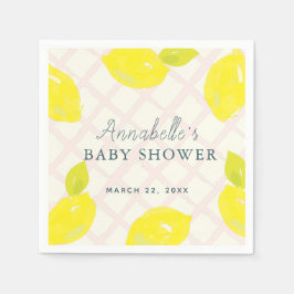Handbeschilderde limoen roze Baby showers servette Servet