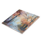 Handbeschilderde moderne oranje geelbruine bomen tegeltje (Zijkant)