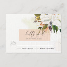 Handbeschilderde oliesbloemen RSVP in perzikkleuri