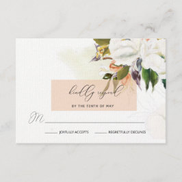 Handbeschilderde oliesbloemen RSVP in perzikkleuri Kaartje