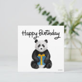 Handbeschilderde Panda Birthday Card (Staand voorkant)