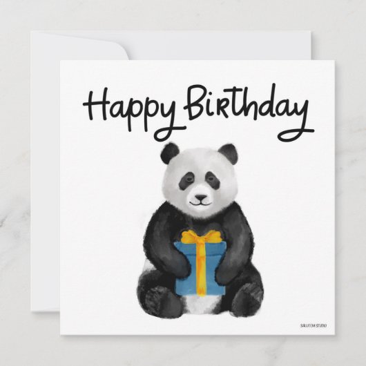 Handbeschilderde Panda Birthday Card (Voorkant)