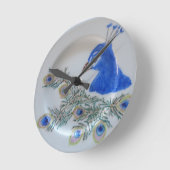 Handbeschilderde Peacock Wall Clock Ronde Klok (Hoek)