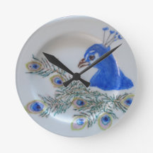 Handbeschilderde Peacock Wall Clock